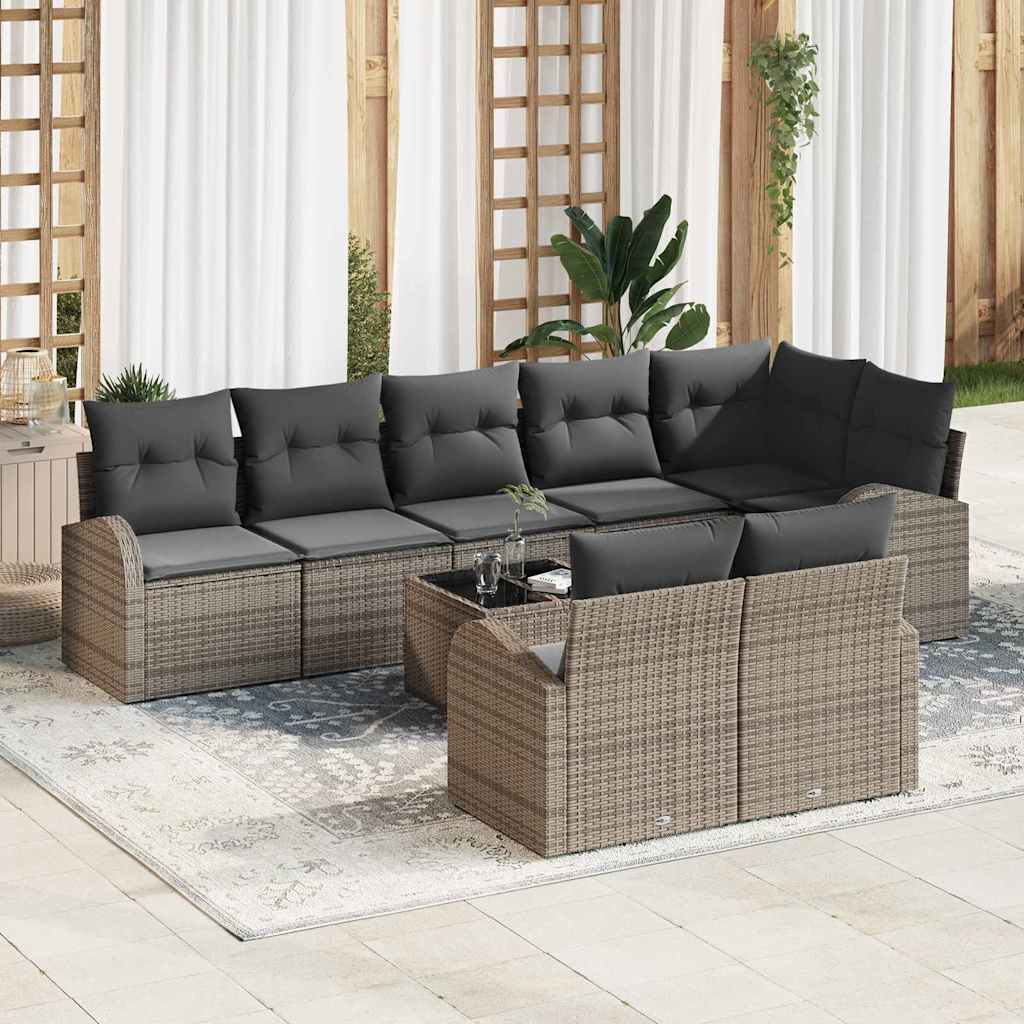 Ensemble de canapé de jardin avec coussin 9 pcs Gris polyrotin - XIOS