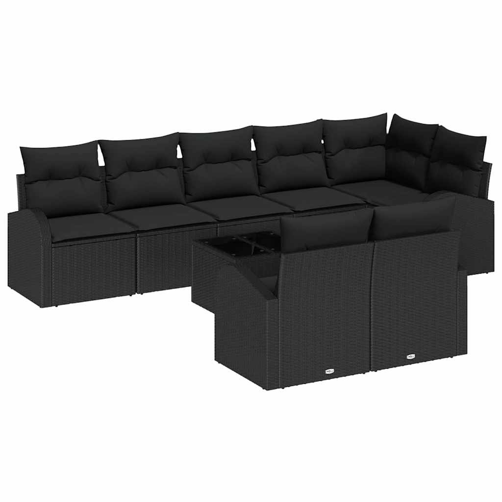 Ensemble de canapé de jardin avec coussin 9 pcs Noir polyrotin - XIOS