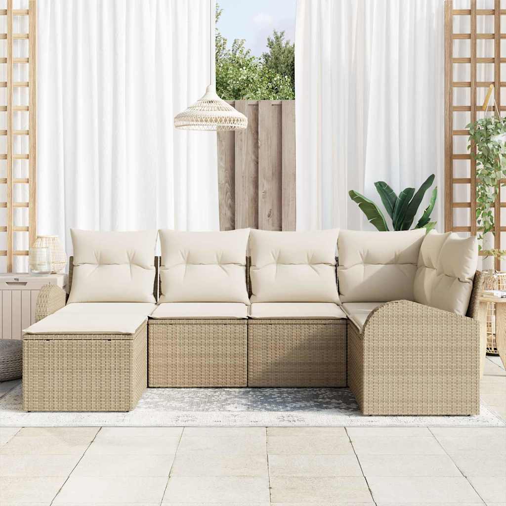 Ensemble de Canapés 6 pc Beige et blanc polyrotin