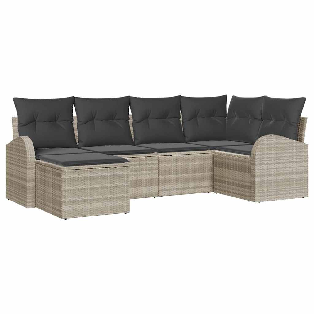 Ensemble de Canapés avec coussin 6 pcs Gris clair polyrotin - XIOS