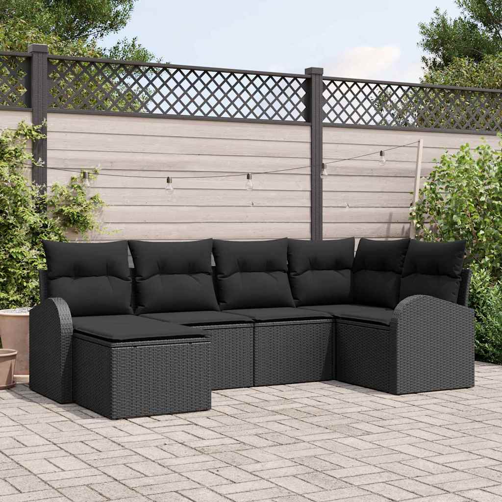 Ensemble de Canapés avec coussin 6 pcs Noir polyrotin - XIOS