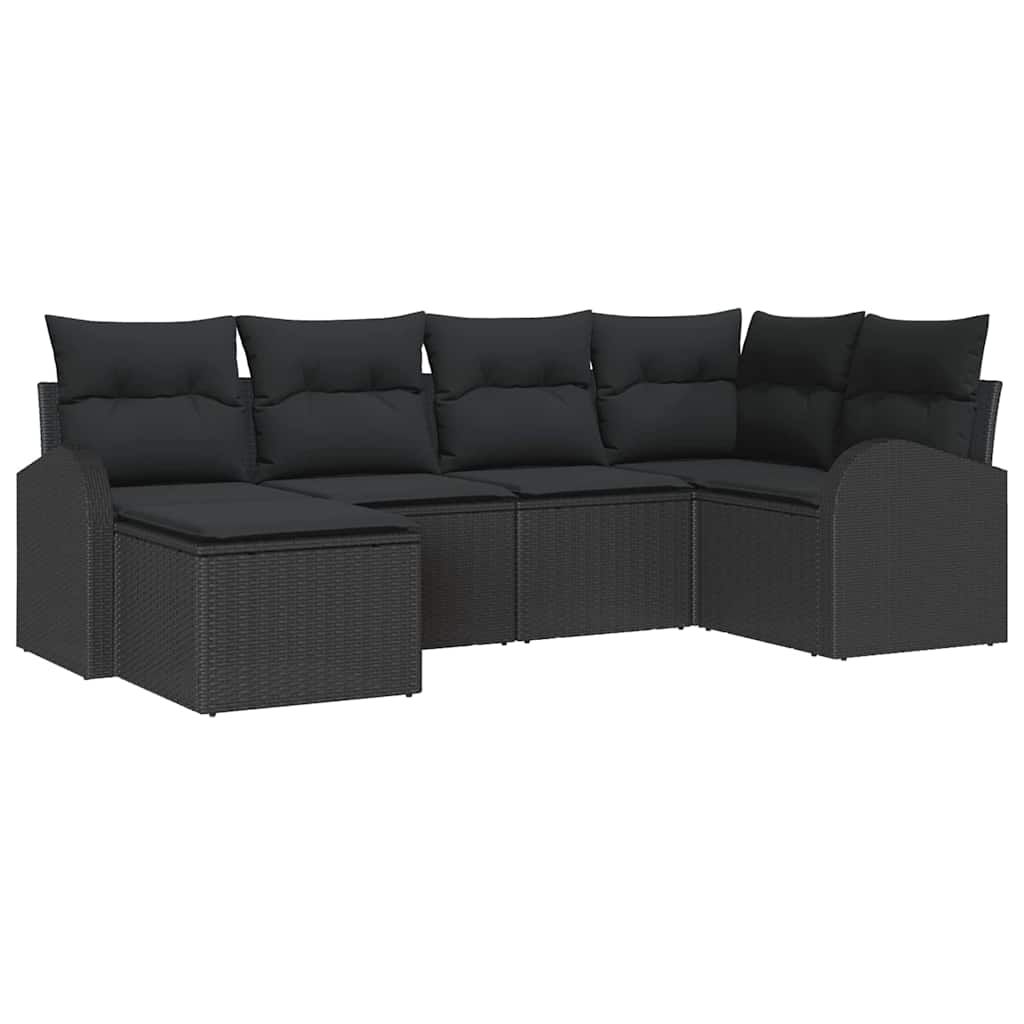 Ensemble de Canapés avec coussin 6 pcs Noir polyrotin - XIOS