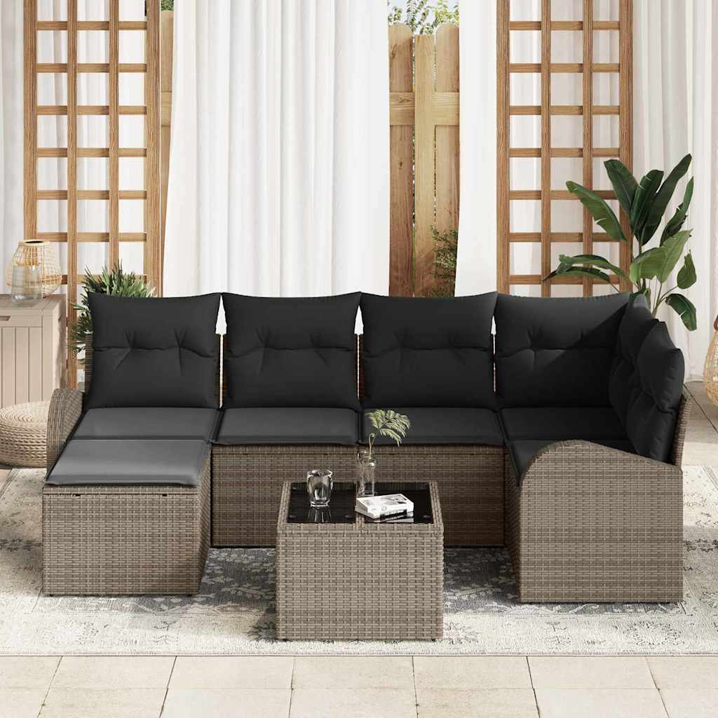 Ensemble de Canapés 7 pc Gris polyrotin