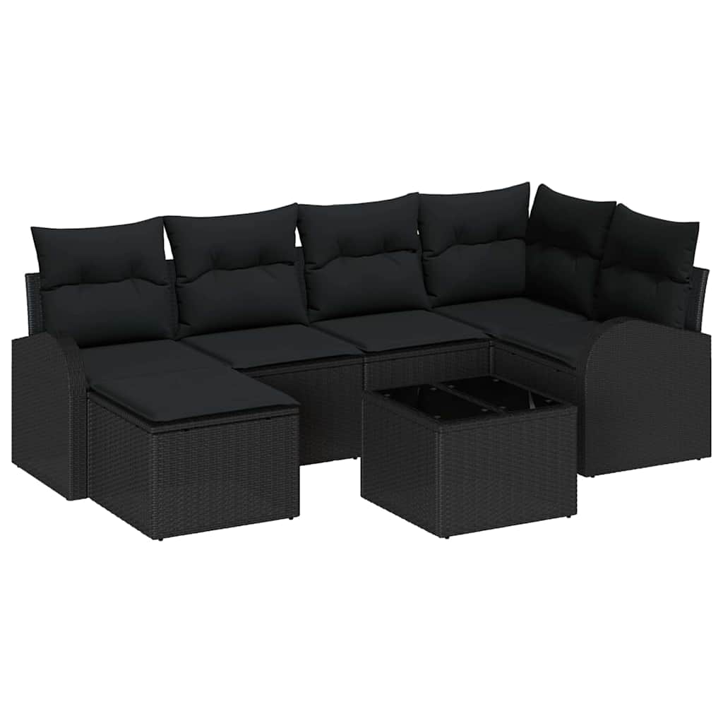 Ensemble de Canapés avec coussin 7 pcs Noir polyrotin - XIOS