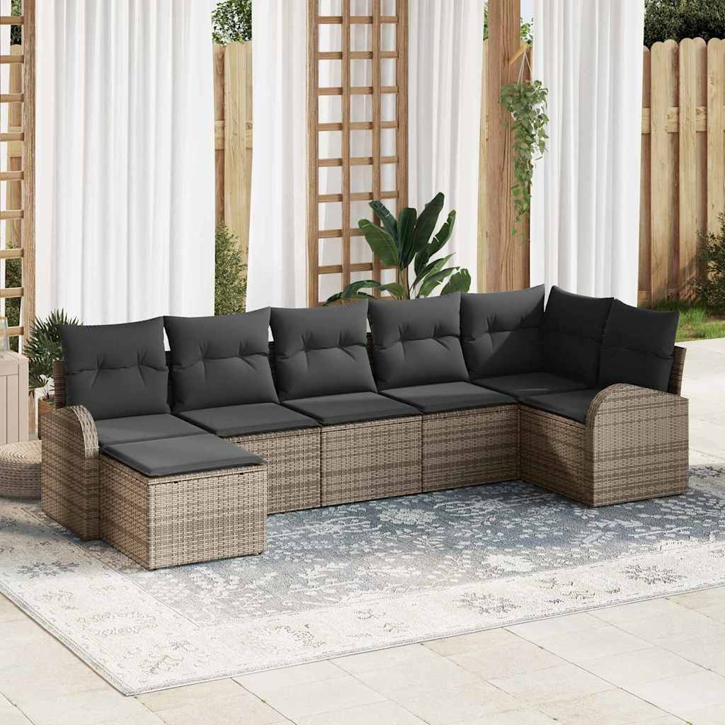 Ensemble de Canapés avec coussin 7 pcs Gris polyrotin - XIOS