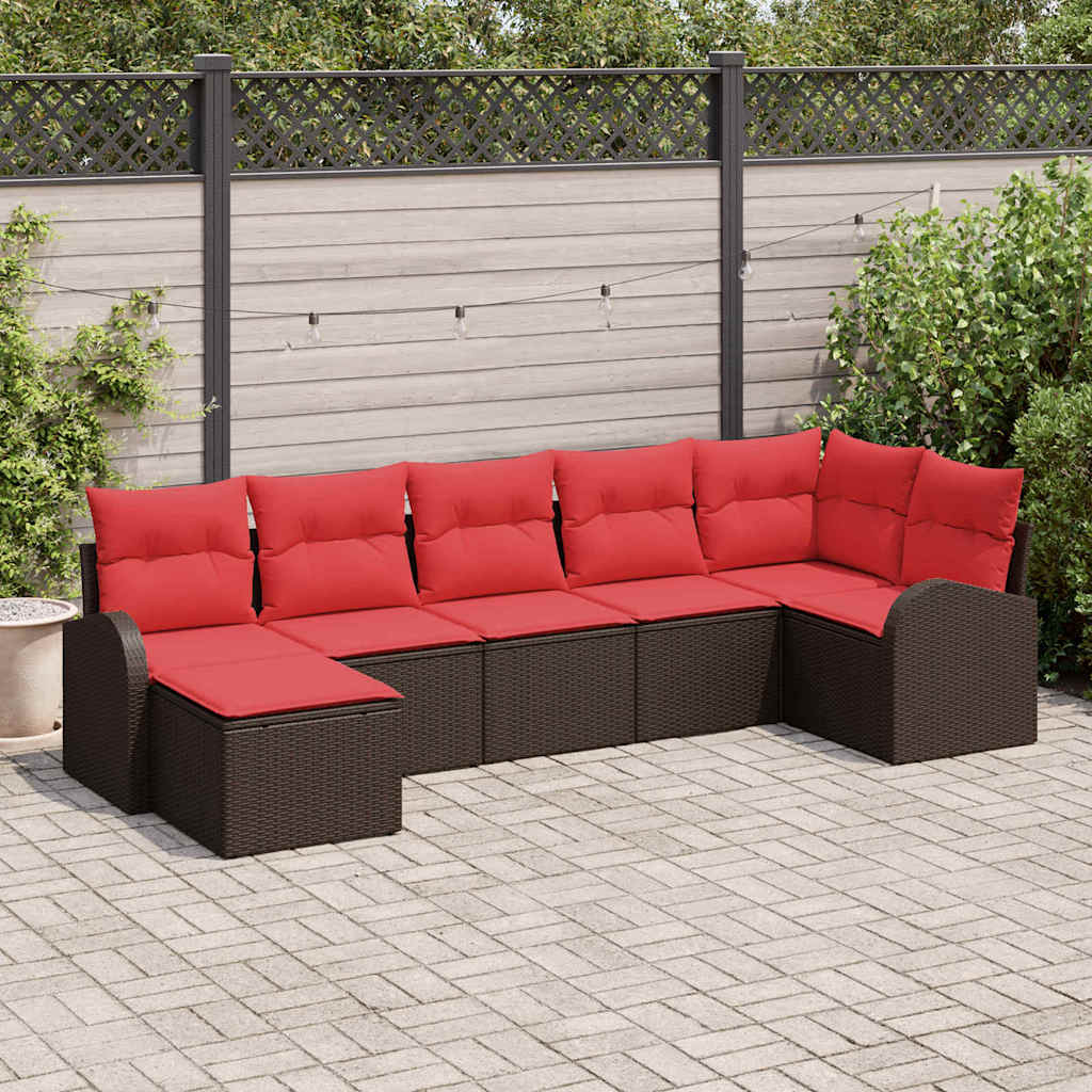 Ensemble de Canapés 7 pcs Marron et rouge polyrotin - XIOS
