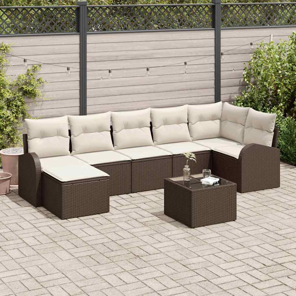 Ensemble de Canapés avec coussin 8 pcs Marron polyrotin - XIOS