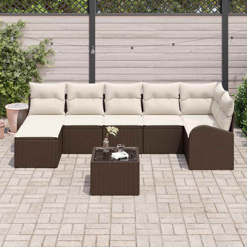 Ensemble de Canapés avec coussin 8 pcs Marron polyrotin - XIOS