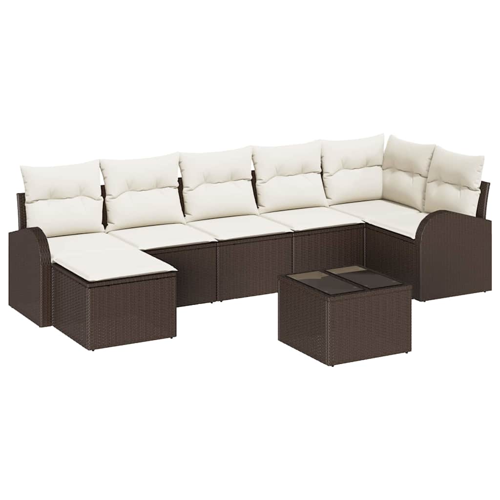 Ensemble de Canapés avec coussin 8 pcs Marron polyrotin - XIOS