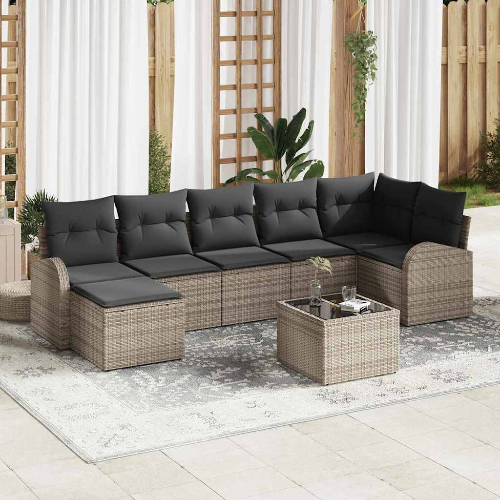 Ensemble de Canapés avec coussin 8 pcs Gris polyrotin - XIOS