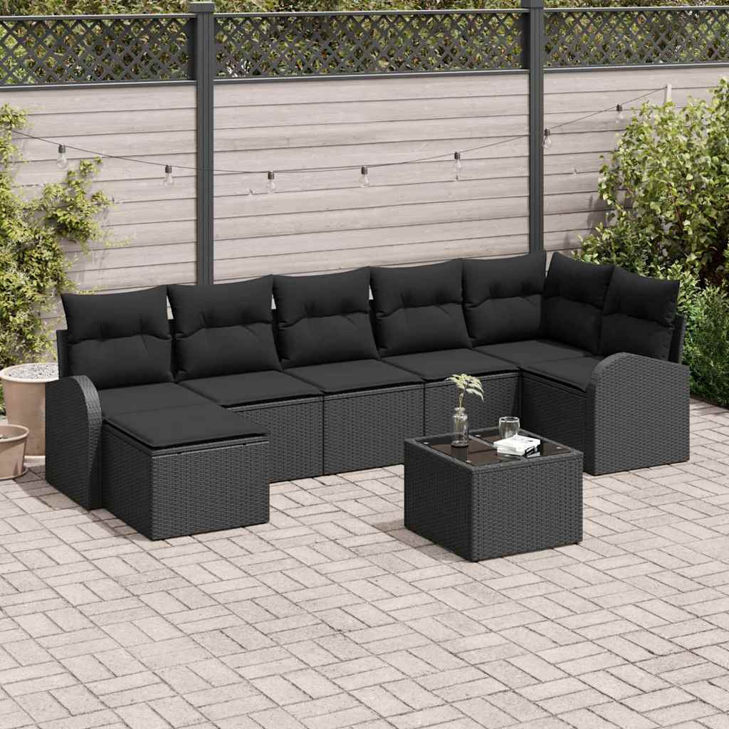 Ensemble de Canapés avec coussin 8 pcs Noir polyrotin - XIOS