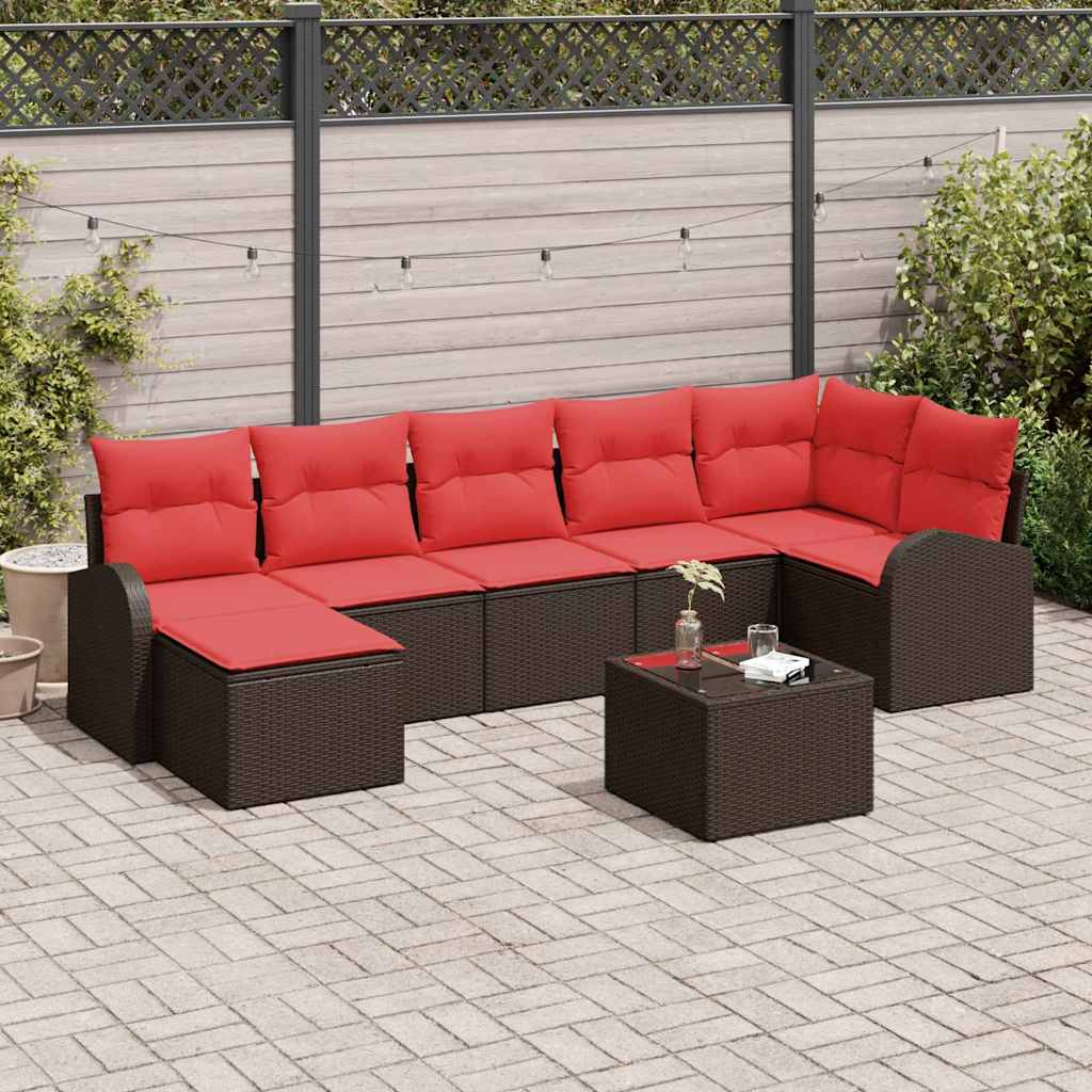 Ensemble de Canapés 8 pcs Marron et rouge polyrotin - XIOS