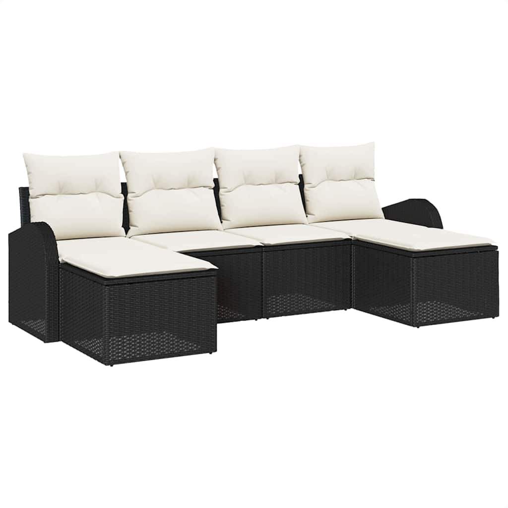 Ensemble de Canapés avec coussin 6 pcs Noir et Blanc polyrotin - XIOS