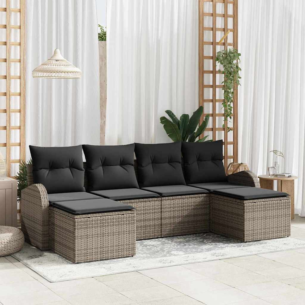 Ensemble de Canapés avec coussin 6 pcs Gris polyrotin - XIOS