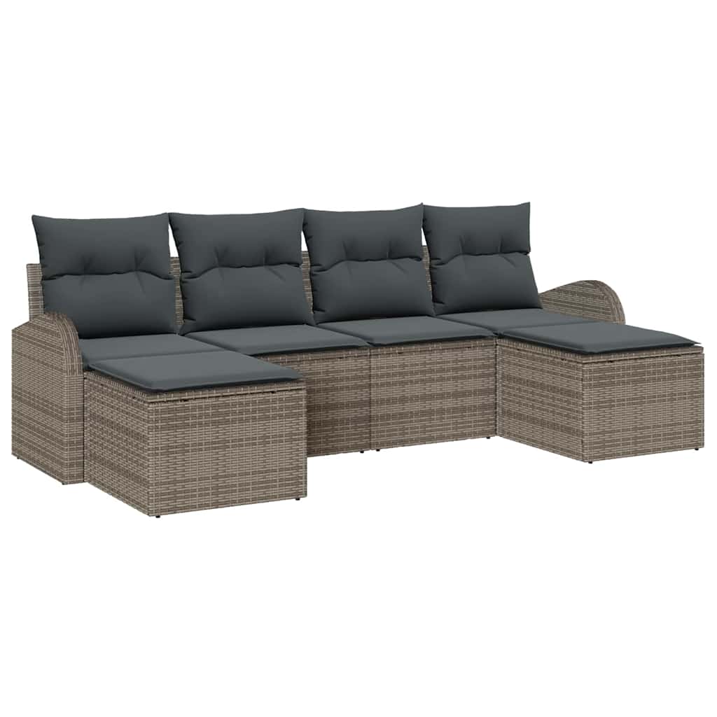 Ensemble de Canapés avec coussin 6 pcs Gris polyrotin - XIOS