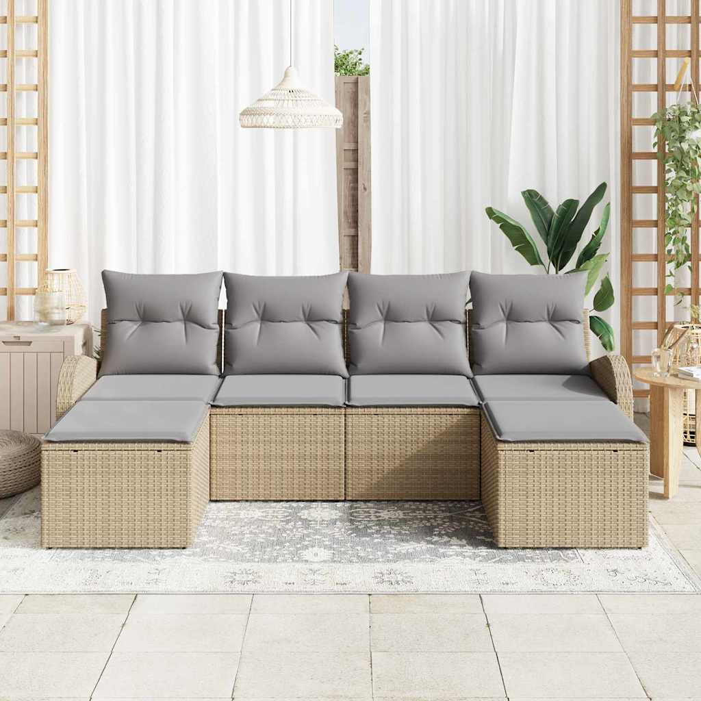 Ensemble de Canapés 6 pcs Beige et gris clair polyrotin - XIOS