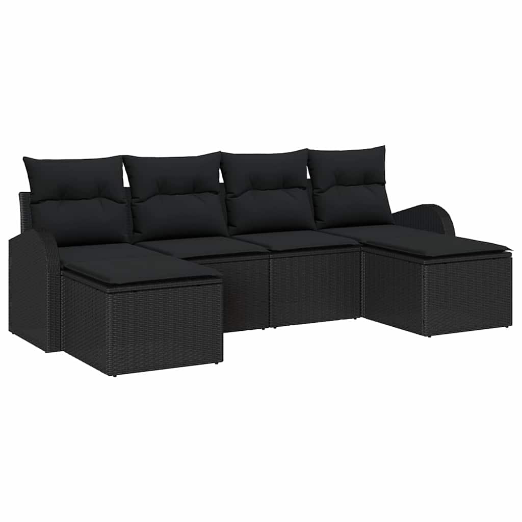 Ensemble de Canapés avec coussin 6 pcs Noir polyrotin - XIOS