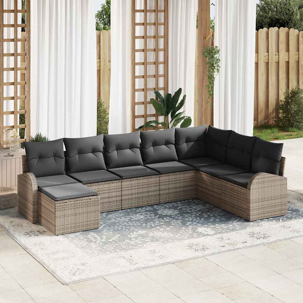 Ensemble de Canapés avec coussin 8 pcs Gris polyrotin - XIOS