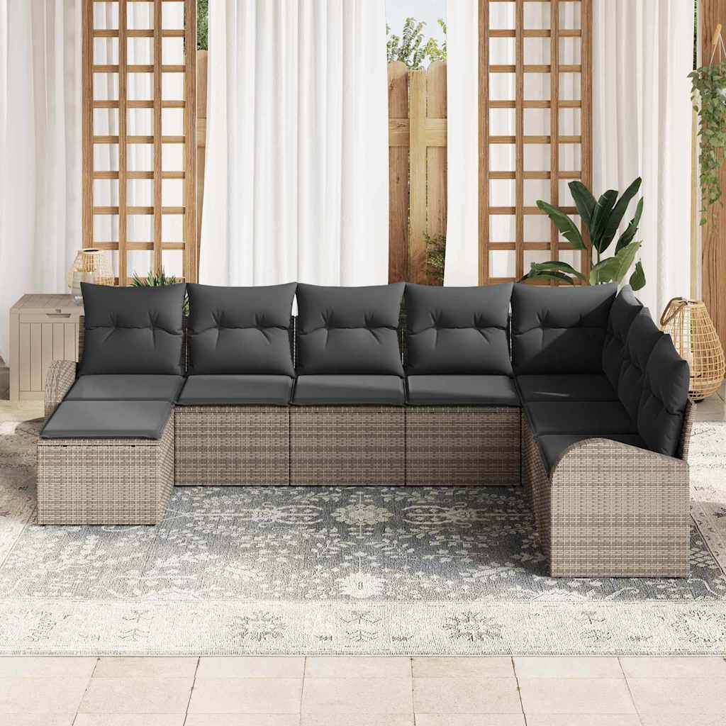 Ensemble de Canapés avec coussin 8 pcs Gris polyrotin - XIOS