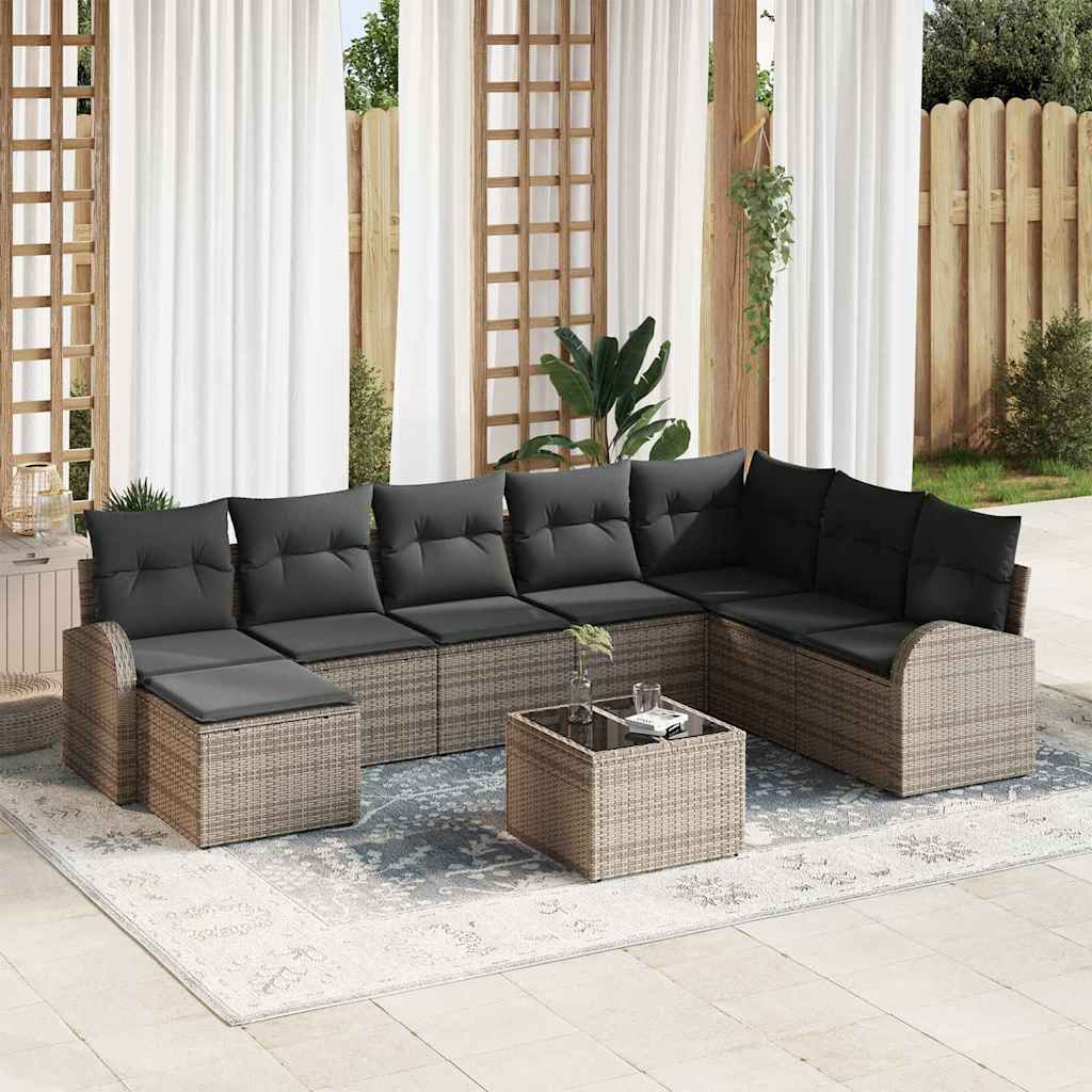Ensemble de Canapés avec coussin 9 pcs Gris polyrotin - XIOS