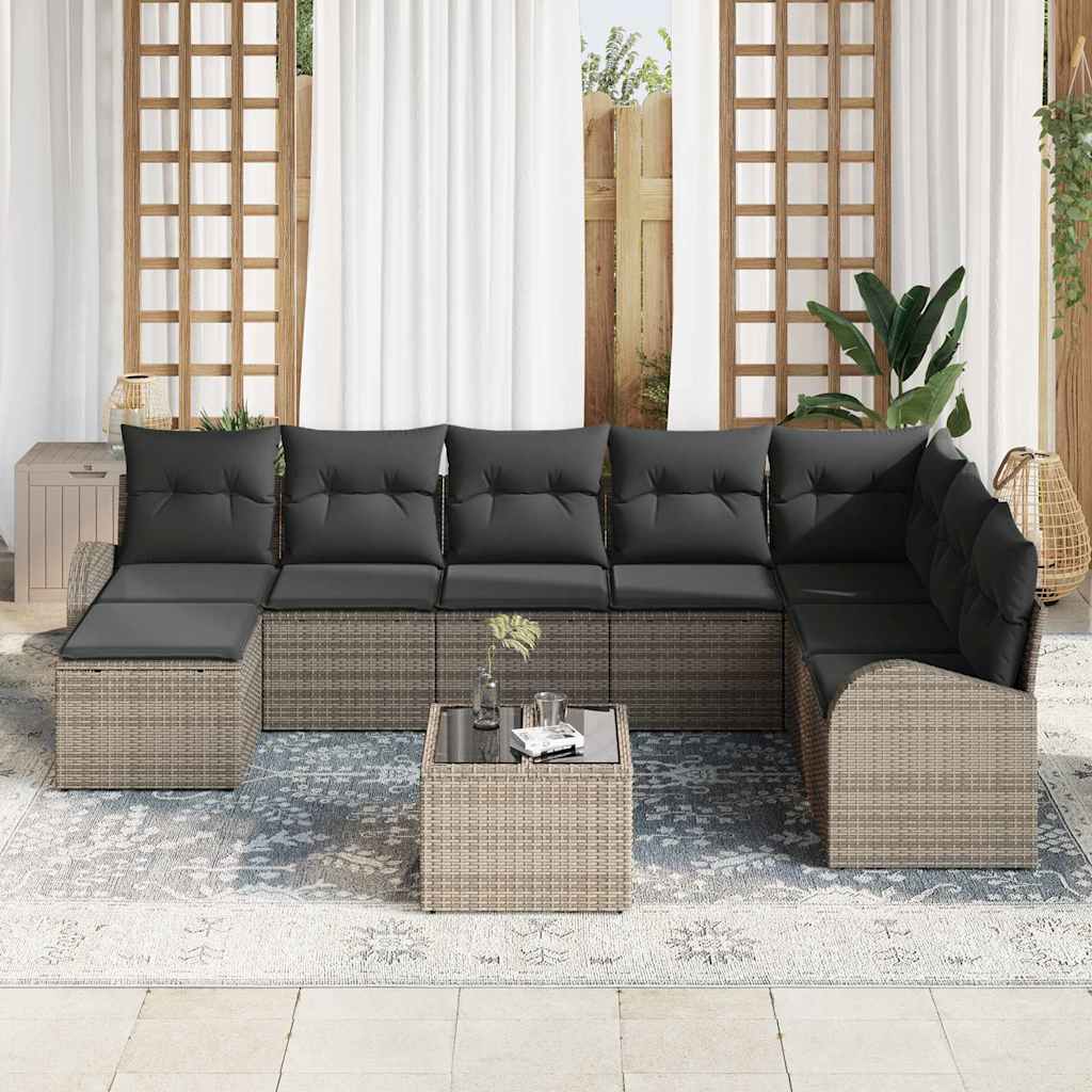 Ensemble de Canapés avec coussin 9 pcs Gris polyrotin - XIOS