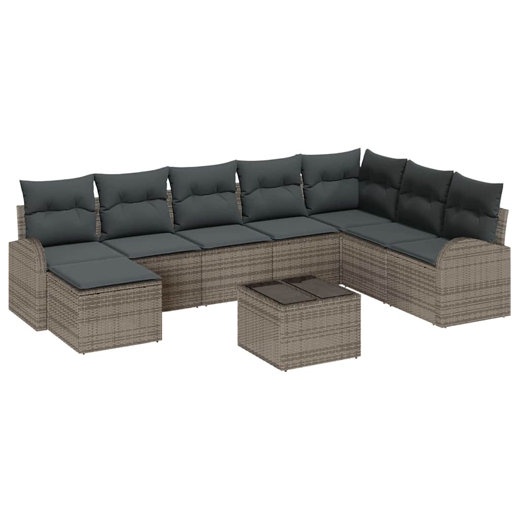 Ensemble de Canapés avec coussin 9 pcs Gris polyrotin - XIOS