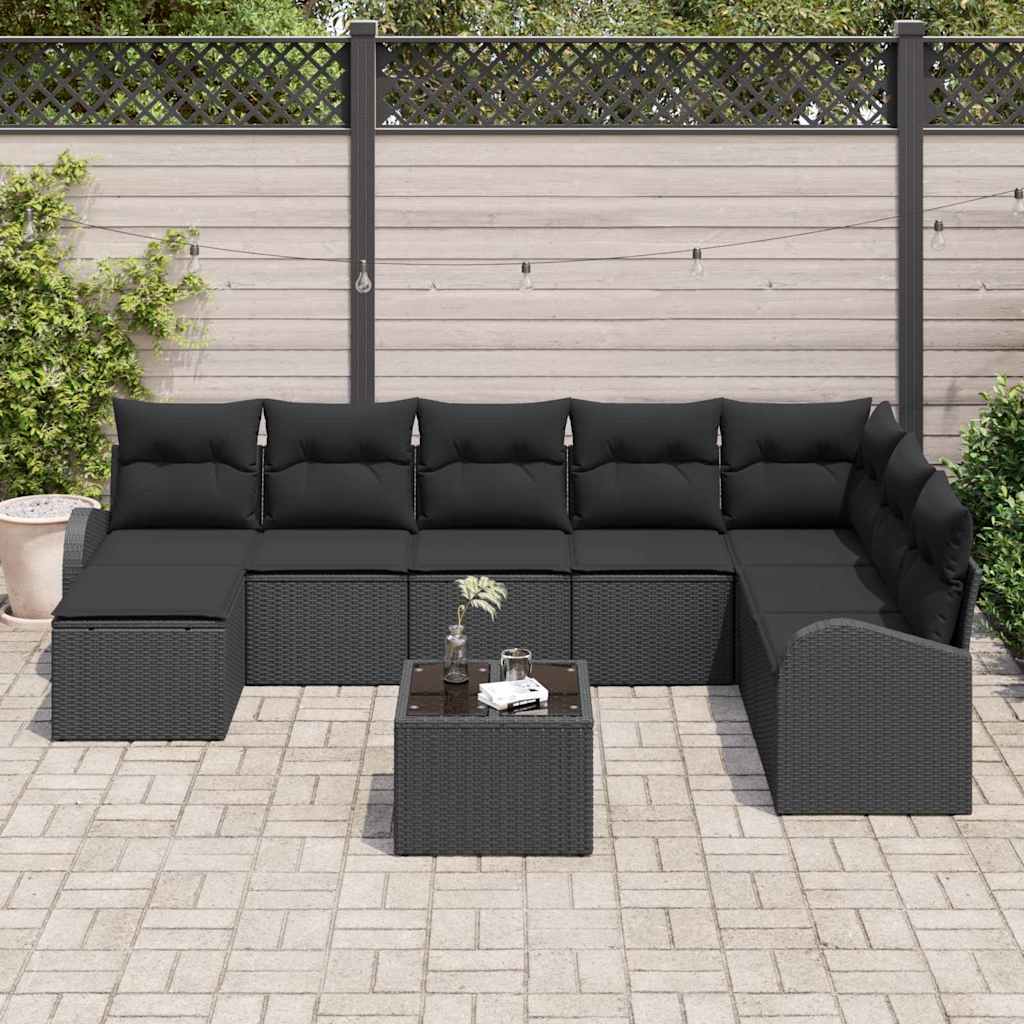 Ensemble de Canapés avec coussin 9 pcs Noir polyrotin - XIOS