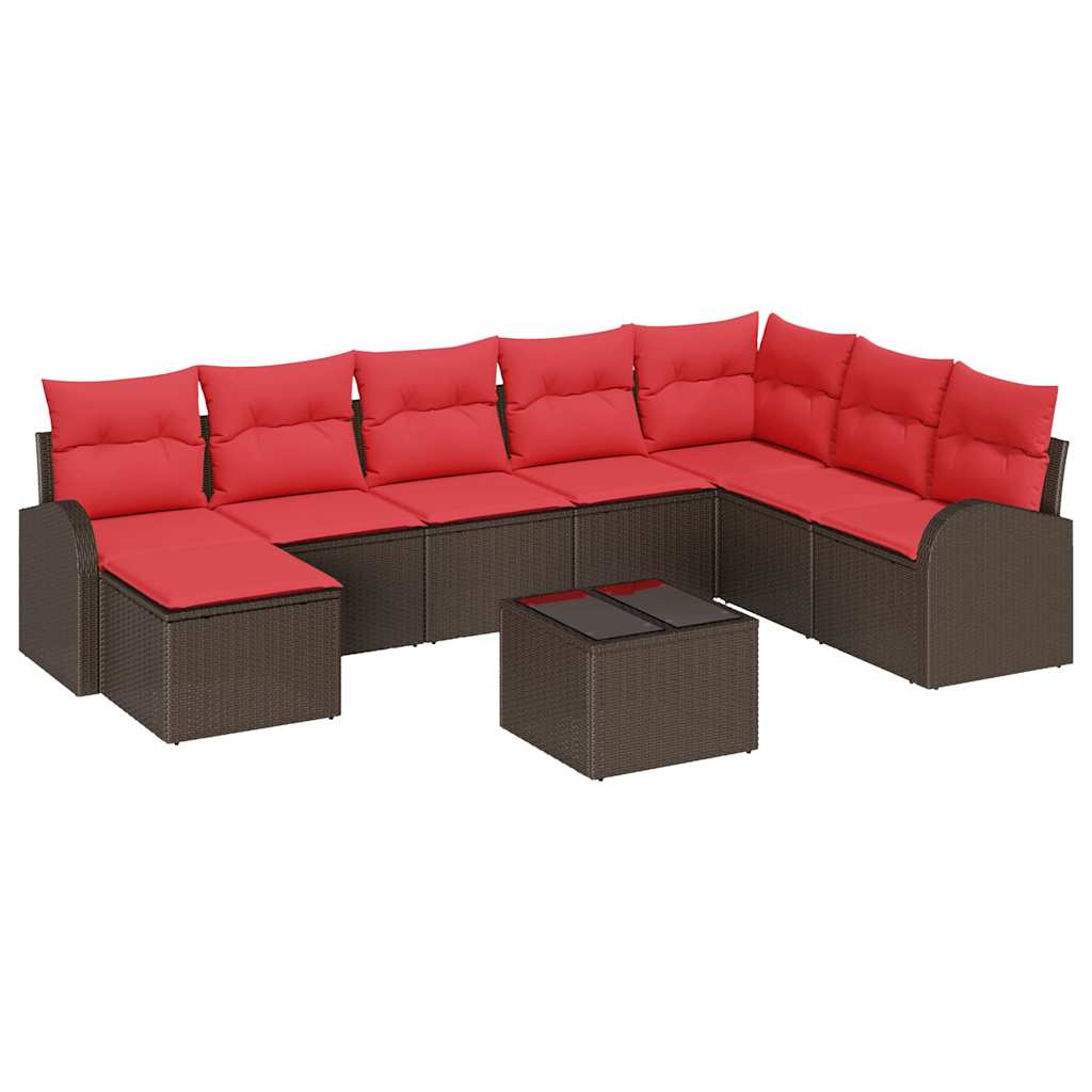 Ensemble de Canapés 9 pcs Marron et rouge polyrotin - XIOS