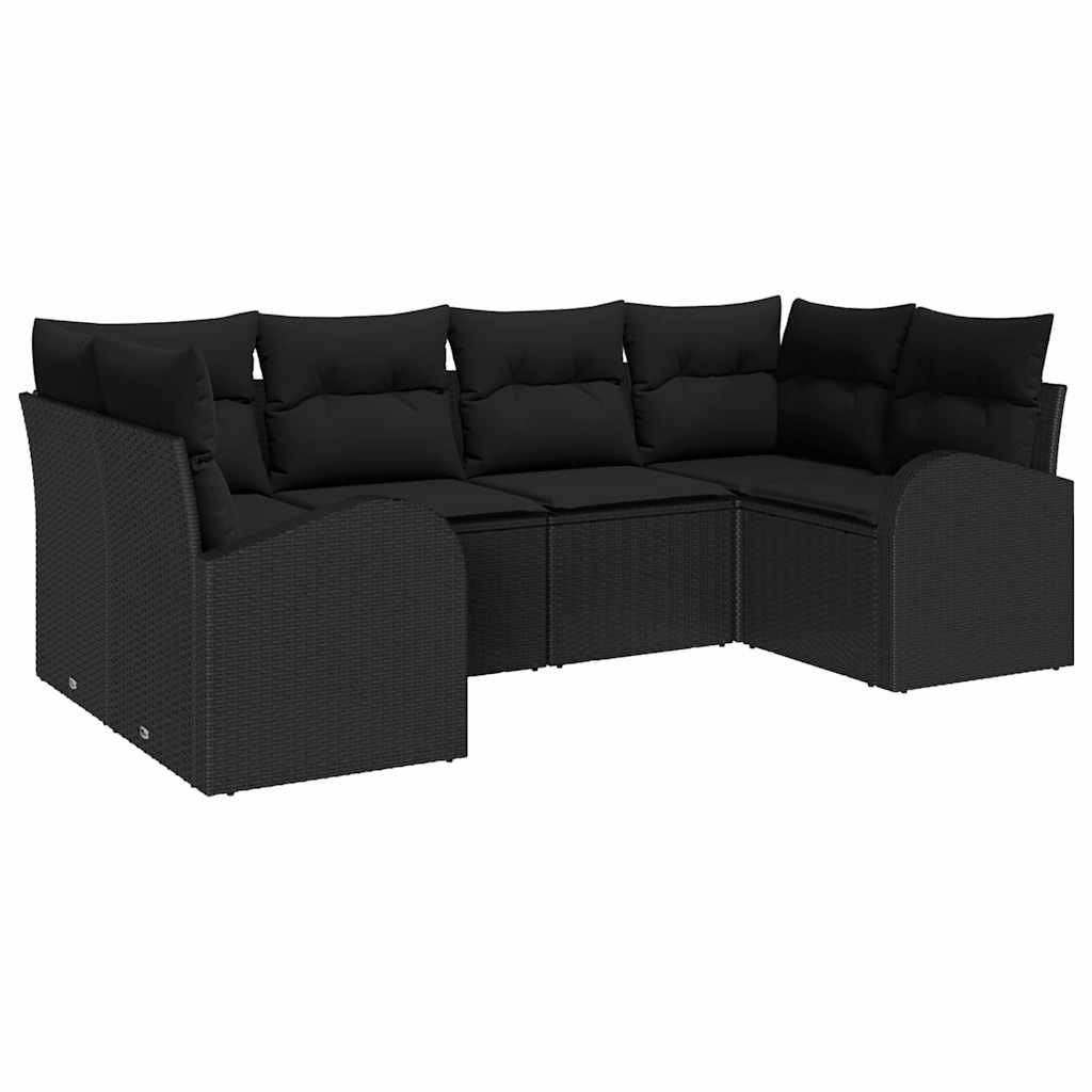 Ensemble de canapé de jardin avec coussin 6 pcs Noir polyrotin - XIOS