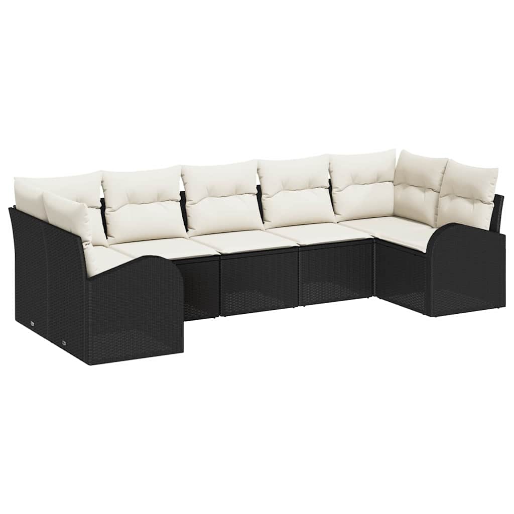 Ensemble de canapé de jardin 7 pcs Noir et Blanc polyrotin - XIOS