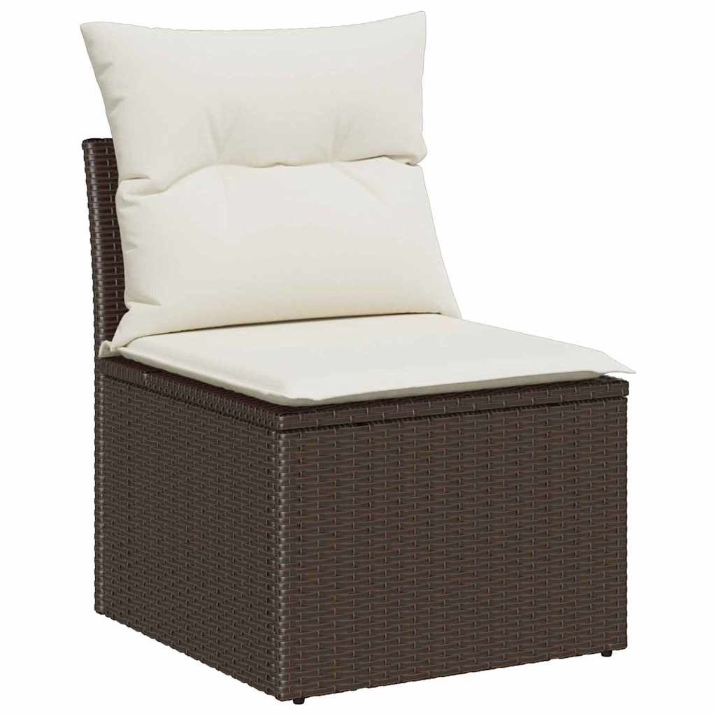 Ensemble de canapé de jardin 7 pcs Marron et blanc polyrotin - XIOS