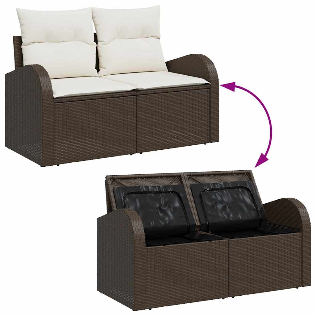 Ensemble de canapé de jardin 7 pcs Marron et blanc polyrotin - XIOS