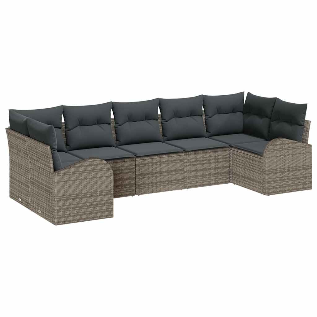 Ensemble de canapé de jardin avec coussin 7 pcs Gris polyrotin - XIOS