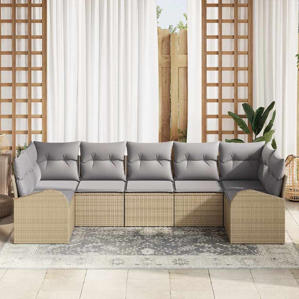 Ensemble de canapé de jardin 7 pcs Beige et Gris clair - XIOS