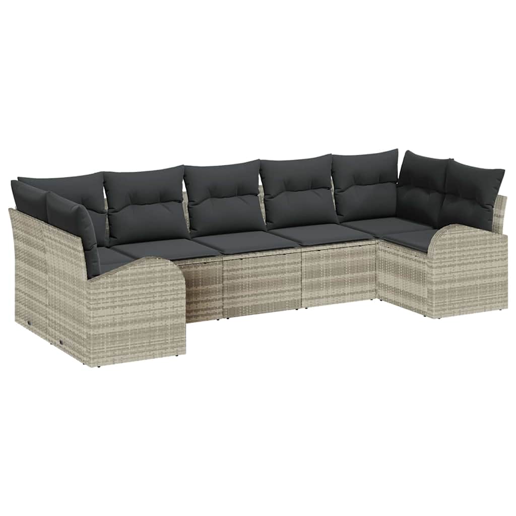 Ensemble de canapé de jardin 7 pcs Gris clair polyrotin - XIOS
