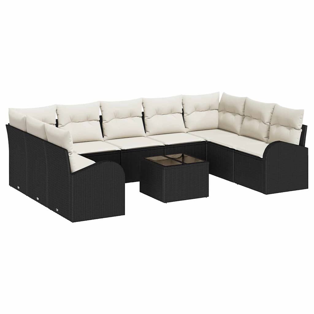 Ensemble de canapé de jardin 10 pcs Noir et Blanc polyrotin - XIOS