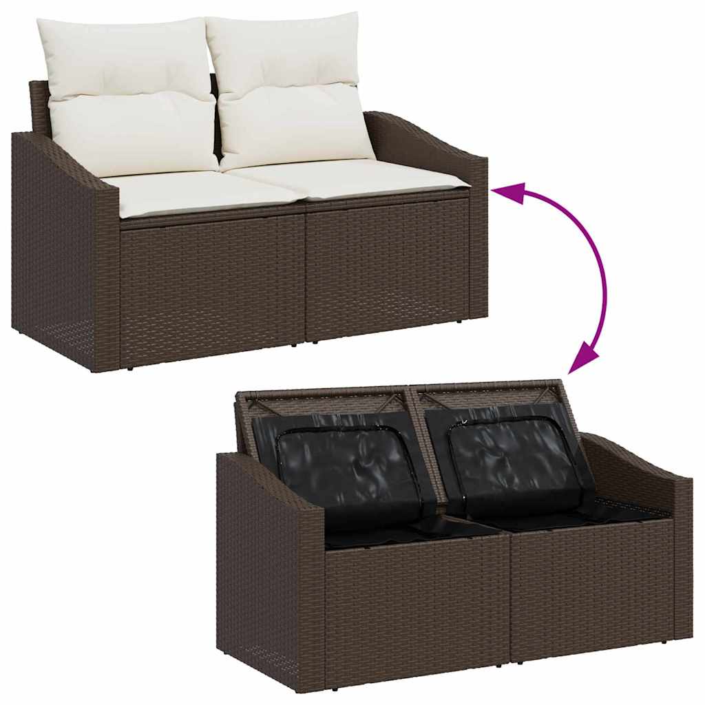 Ensemble de canapé de jardin 7 pcs Marron et Crème polyrotin - XIOS