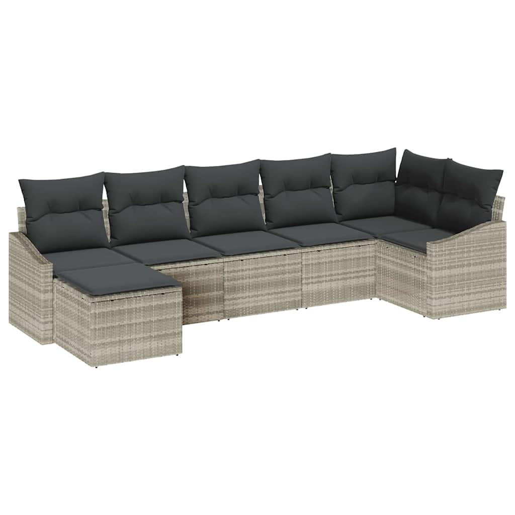 Ensemble de canapé de jardin 7 pcs Gris clair polyrotin - XIOS