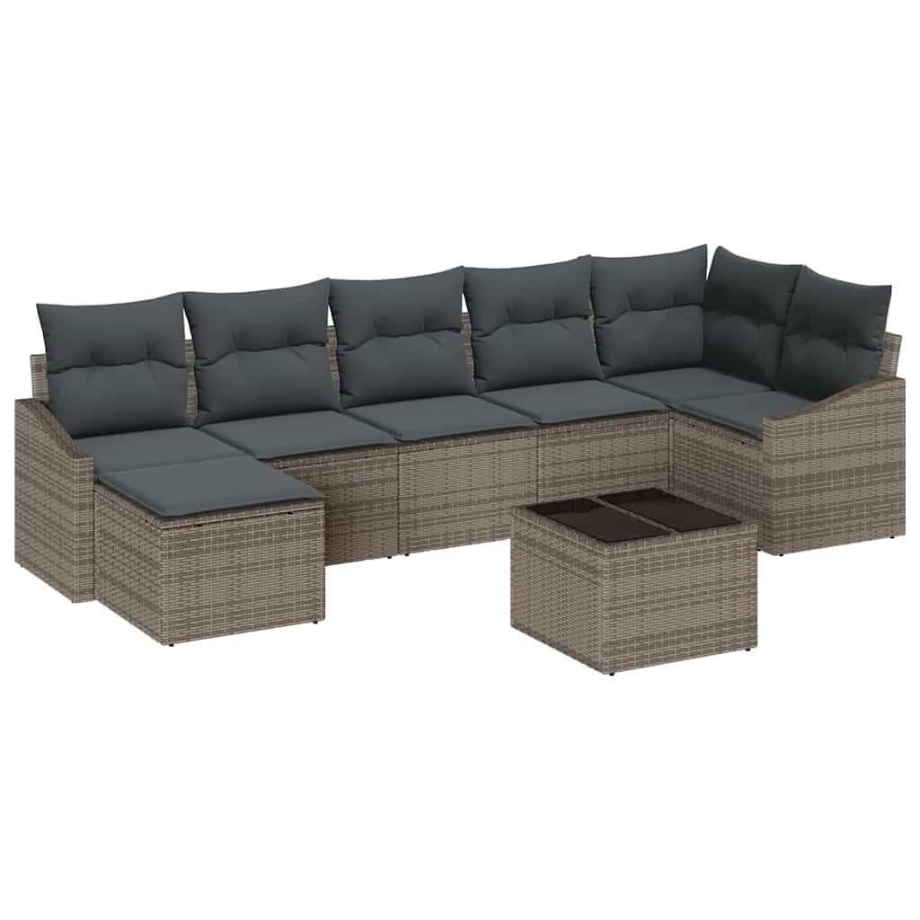 Ensemble de canapé de jardin 8 pcs Gris clair polyrotin - XIOS