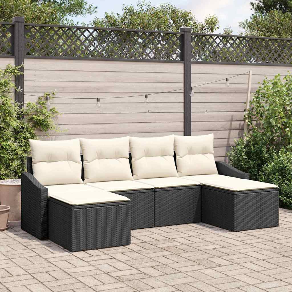 Ensemble de salle à manger pour jardin 6 pcs Noir et Crème - XIOS