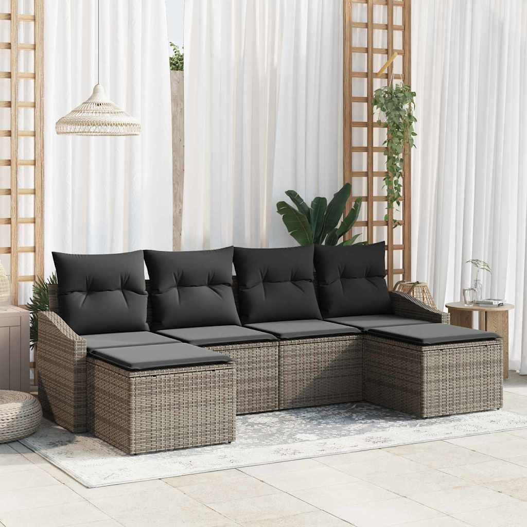 Ensemble de salle à manger pour jardin avec coussin 6 pcs Gris - XIOS