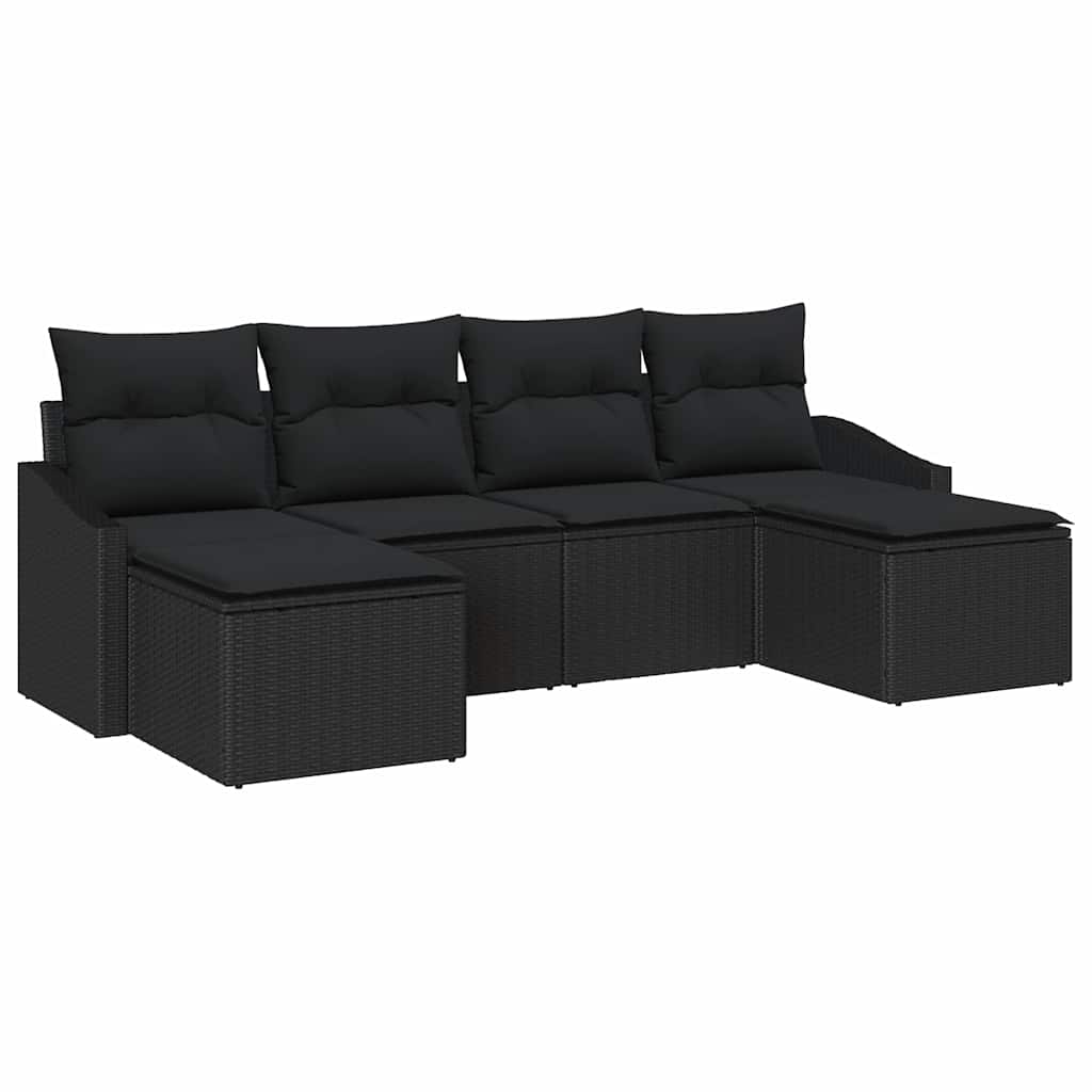 Ensemble de salle à manger pour jardin avec coussin 6 pcs Noir - XIOS