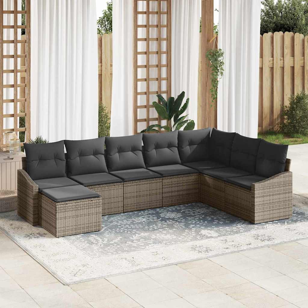 Ensemble de canapé de jardin avec coussin 8 pcs Gris polyrotin - XIOS