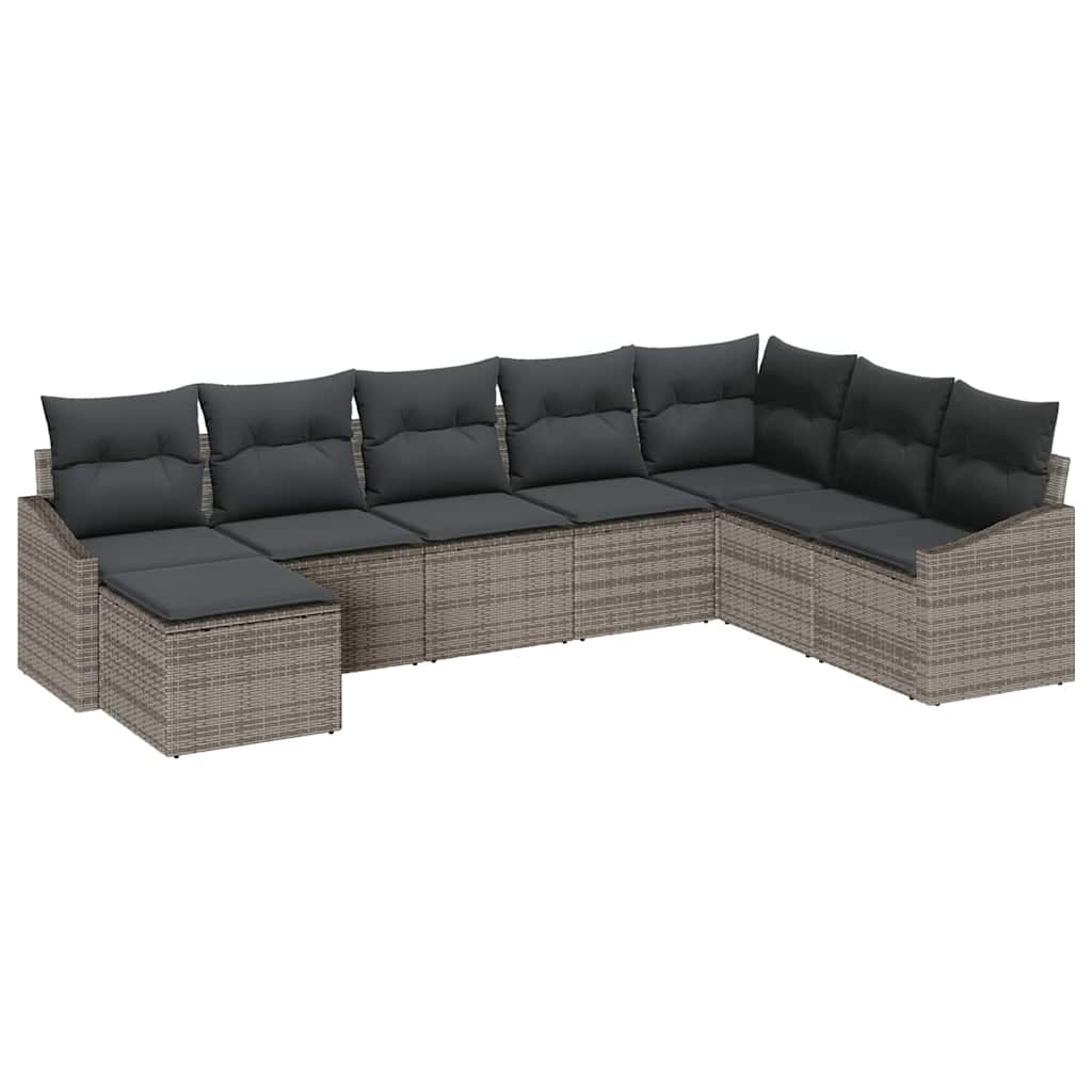Ensemble de canapé de jardin avec coussin 8 pcs Gris polyrotin - XIOS