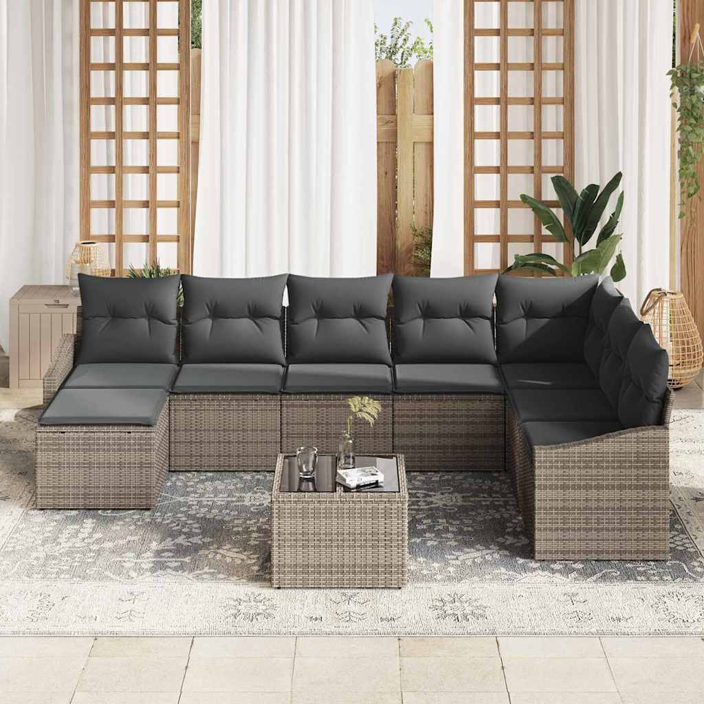 Ensemble de canapé de jardin 8 pcs Gris clair polyrotin - XIOS