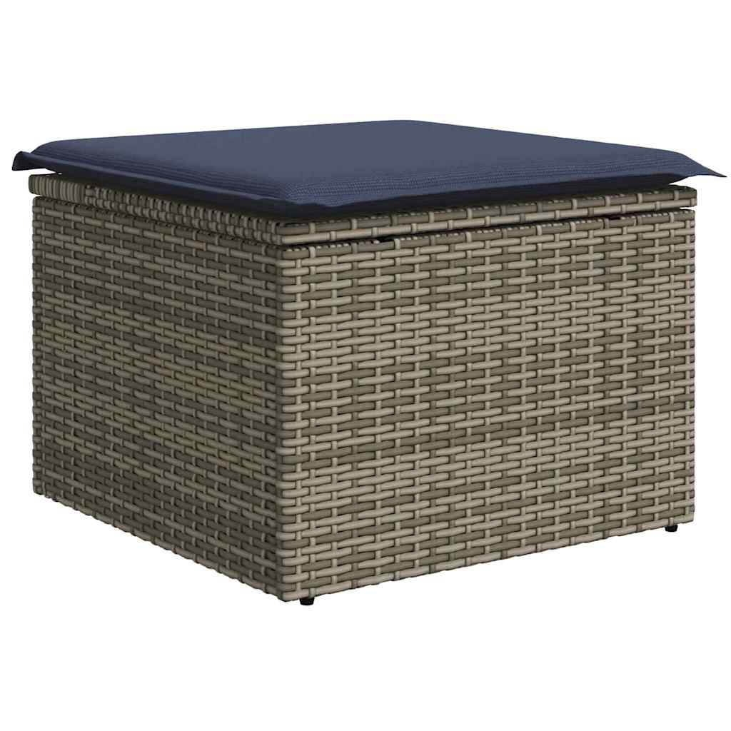 Ensemble de canapé de jardin 8 pcs Gris et marine polyrotin - XIOS