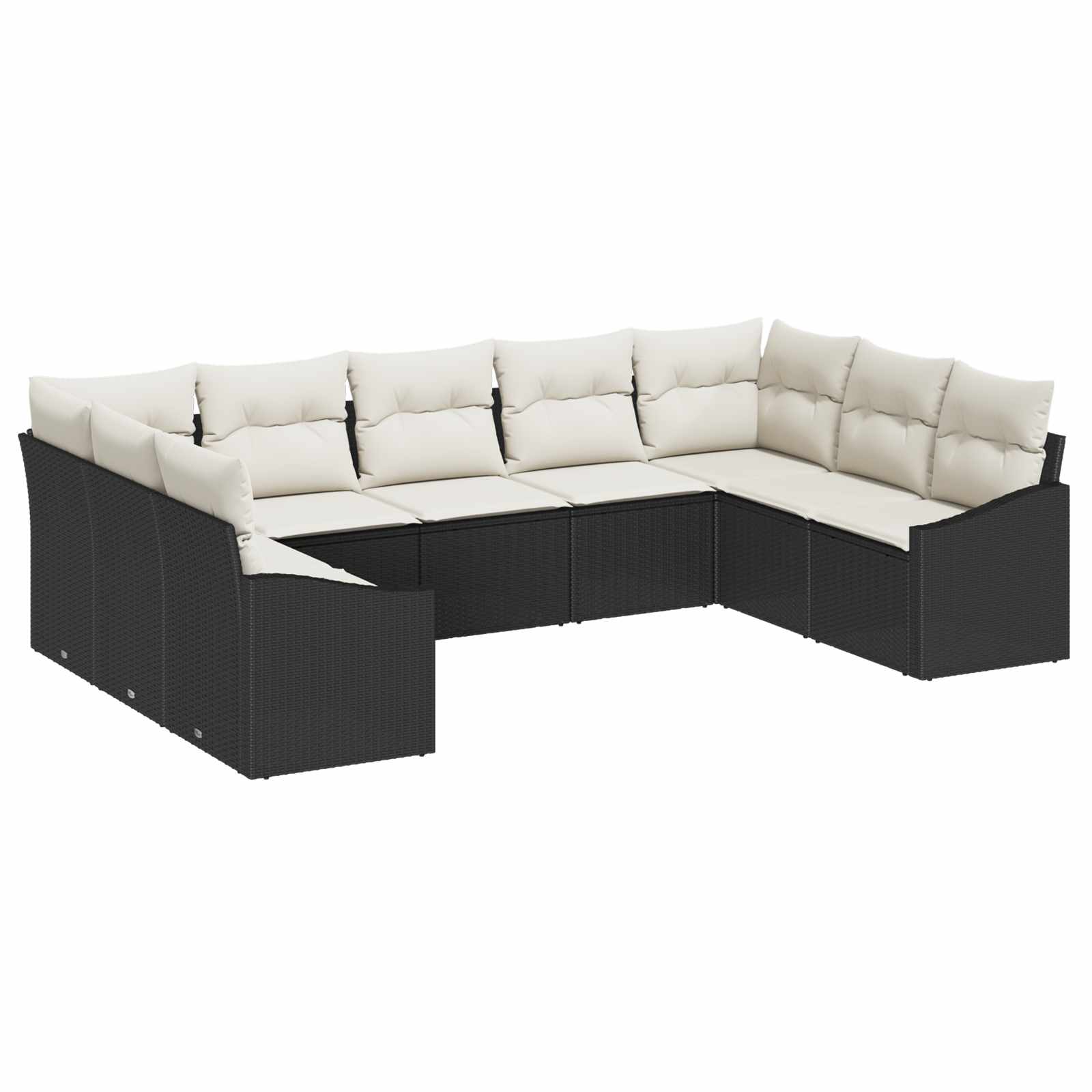 Ensemble de canapé de jardin 9 pcs Noir et Crème polyrotin - XIOS