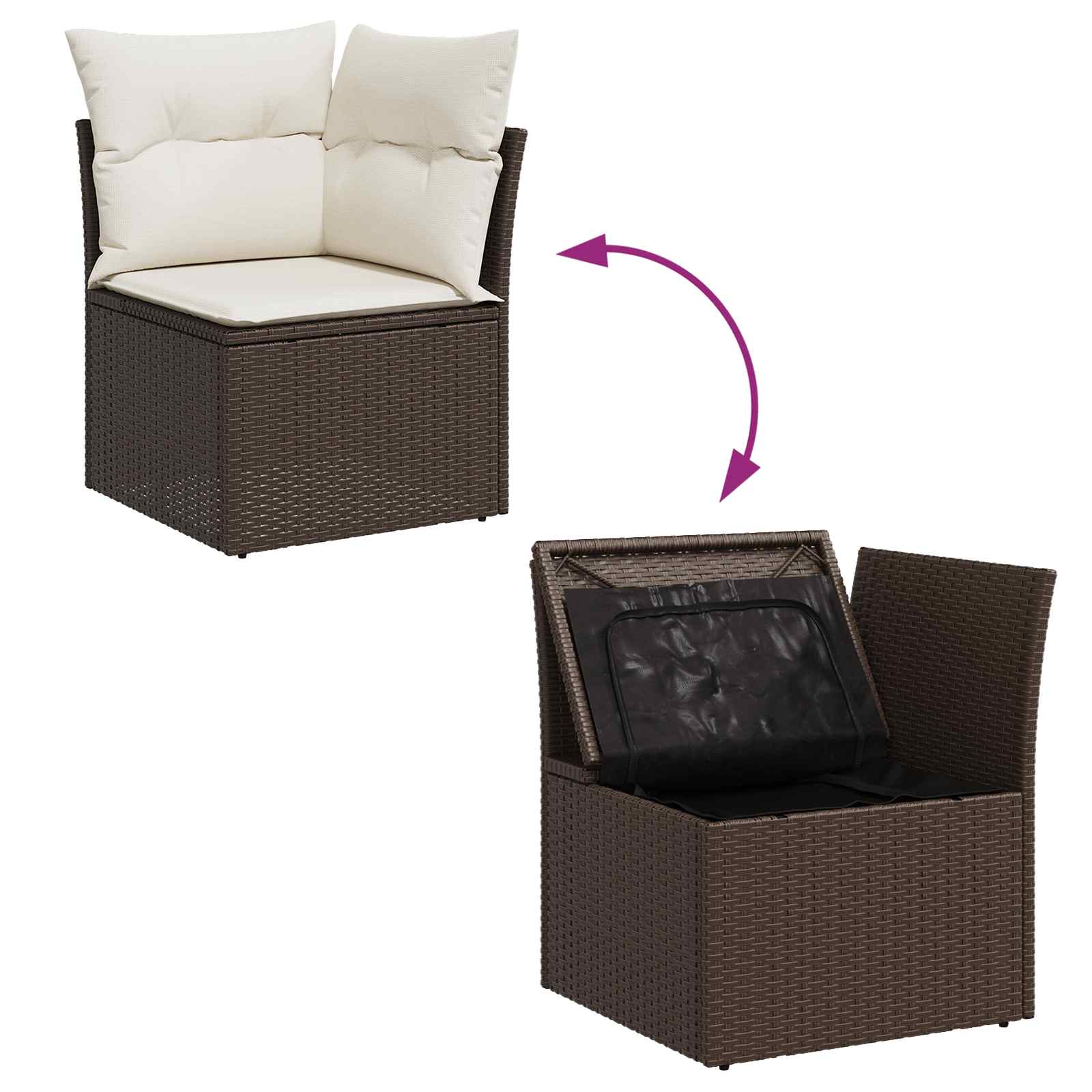 Ensemble de canapé de jardin 9 pcs Marron et Crème polyrotin - XIOS