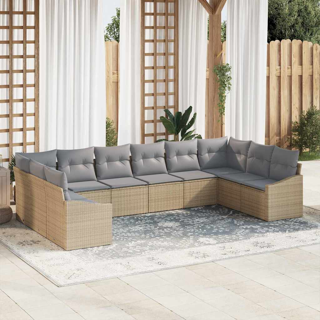 Ensemble de canapé de jardin 10 pcs Beige et Gris clair - XIOS