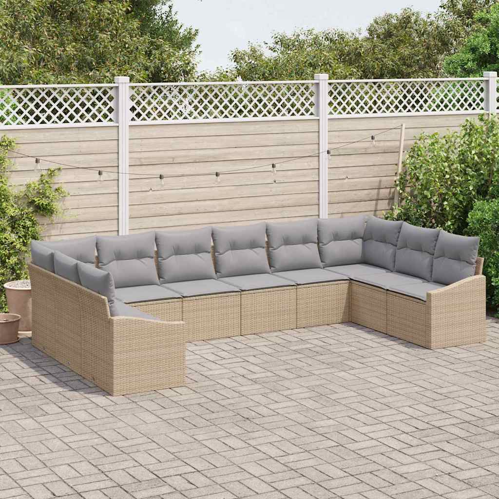 Ensemble de canapé de jardin 10 pcs Beige et Gris clair - XIOS
